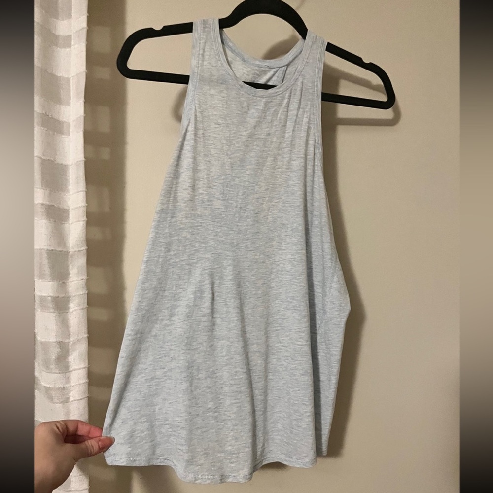 Lululemon all tied up tank, size 4. Heather light blue.